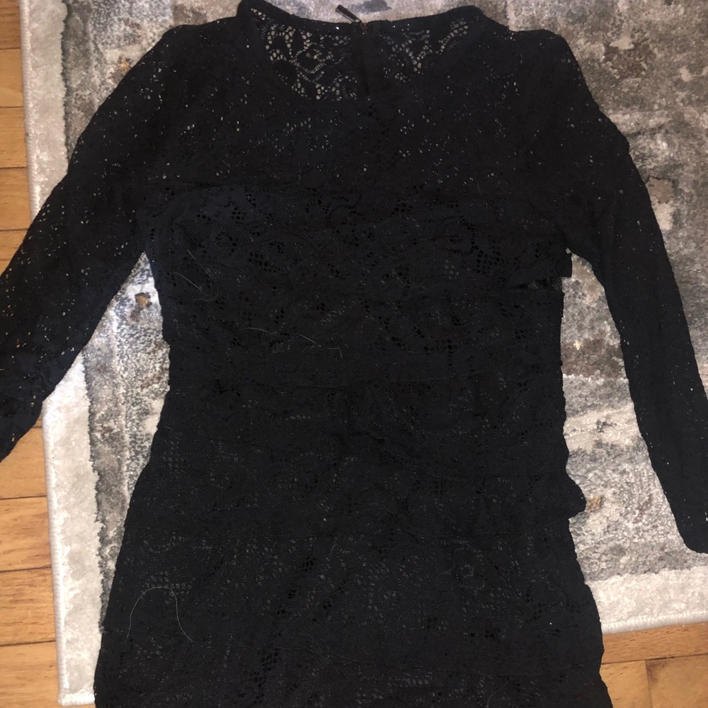 Black lace ruffle dress